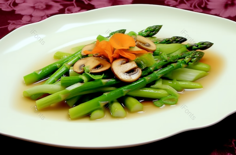 松茸烩芦笋中国美食素食摄影,高清,摄影图,摄影图片,图片大全,摄影图免费下载